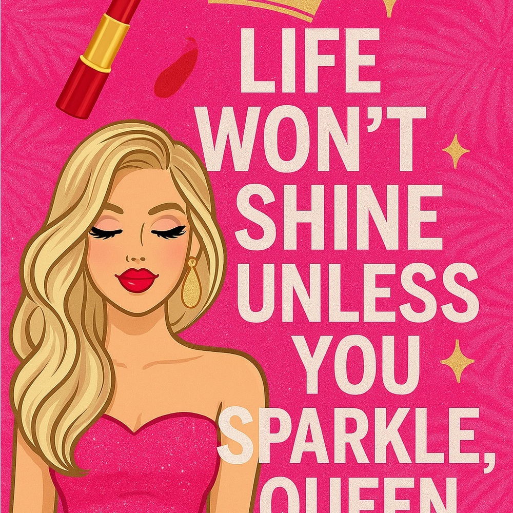 Pink Graphic Poster with Blonde Woman